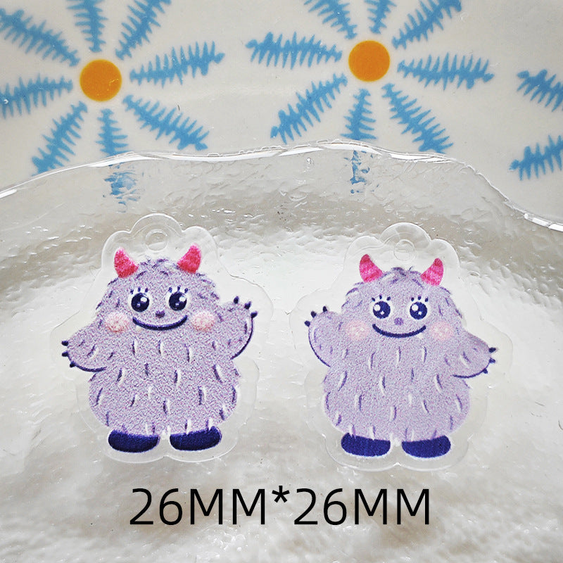 Wholesale 10pcs Double-sided bow three-dimensional relief acrylic jewelry accessories DIY pendant with holes cartoon character cute